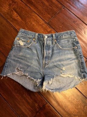 Levi’s Women’s Light Blue Distressed Denim Shorts